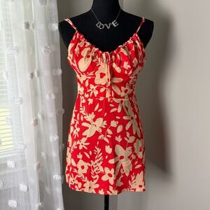 RESA Juniper Frida Red and Cream Floral Mini Dress Size XS‎